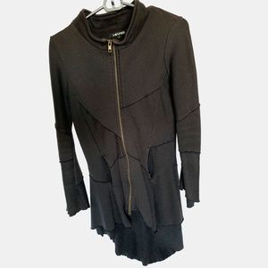 Hikari Black sweatshirt jacket with seam detail